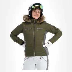 Almgwand, Stongerhohe Ski-jas Dames Olive Grijs, Groen