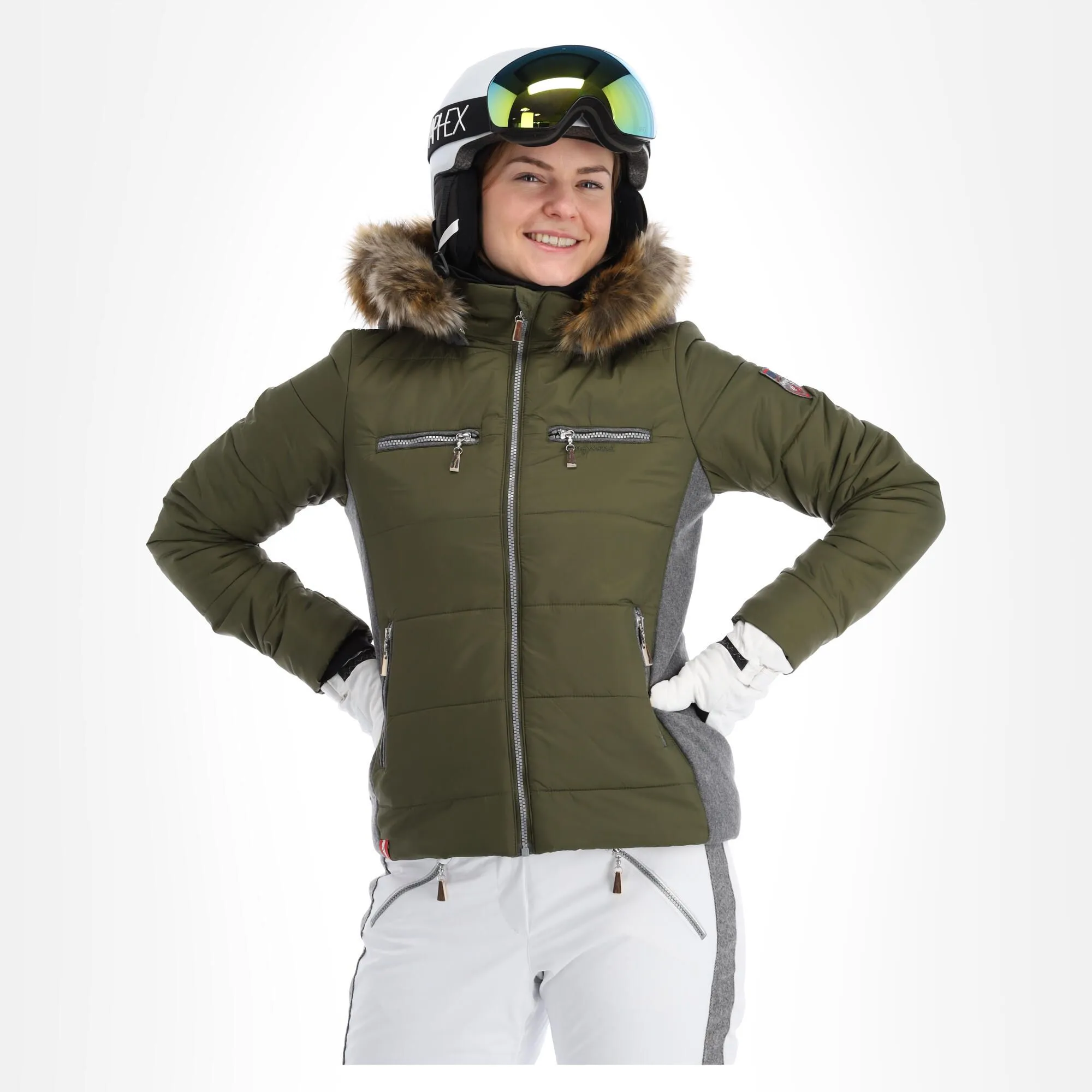 Almgwand, Stongerhohe Ski-jas Dames Olive Grijs, Groen 3 Almgwand, Stongerhohe Ski-jas Dames Olive Grijs, Groen