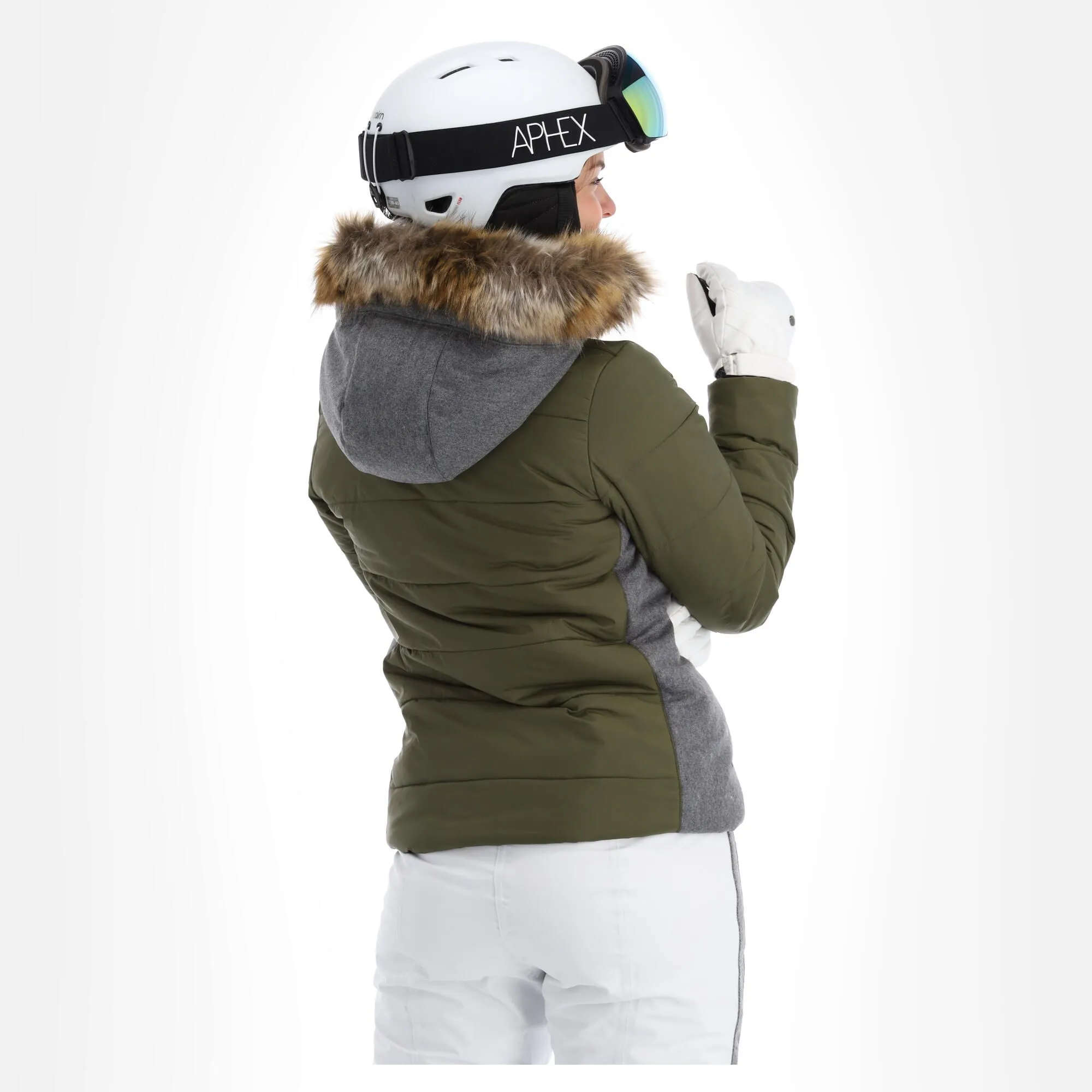Almgwand, Stongerhohe Ski-jas Dames Olive Grijs, Groen 4 Almgwand, Stongerhohe Ski-jas Dames Olive Grijs, Groen - Afbeelding 2