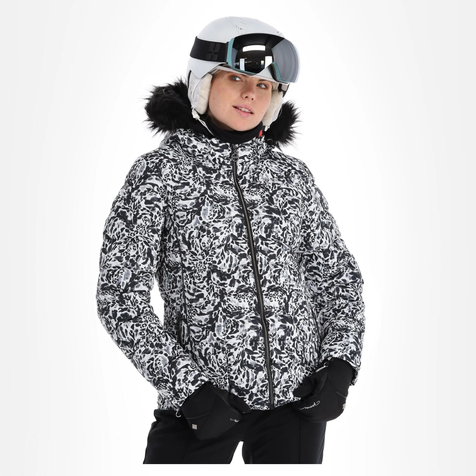 Dare2b, Glamorize III Ski-jas Dames Leopard Fusion Print Wit, Zwart 3 Dare2b, Glamorize III Ski-jas Dames Leopard Fusion Print Wit, Zwart