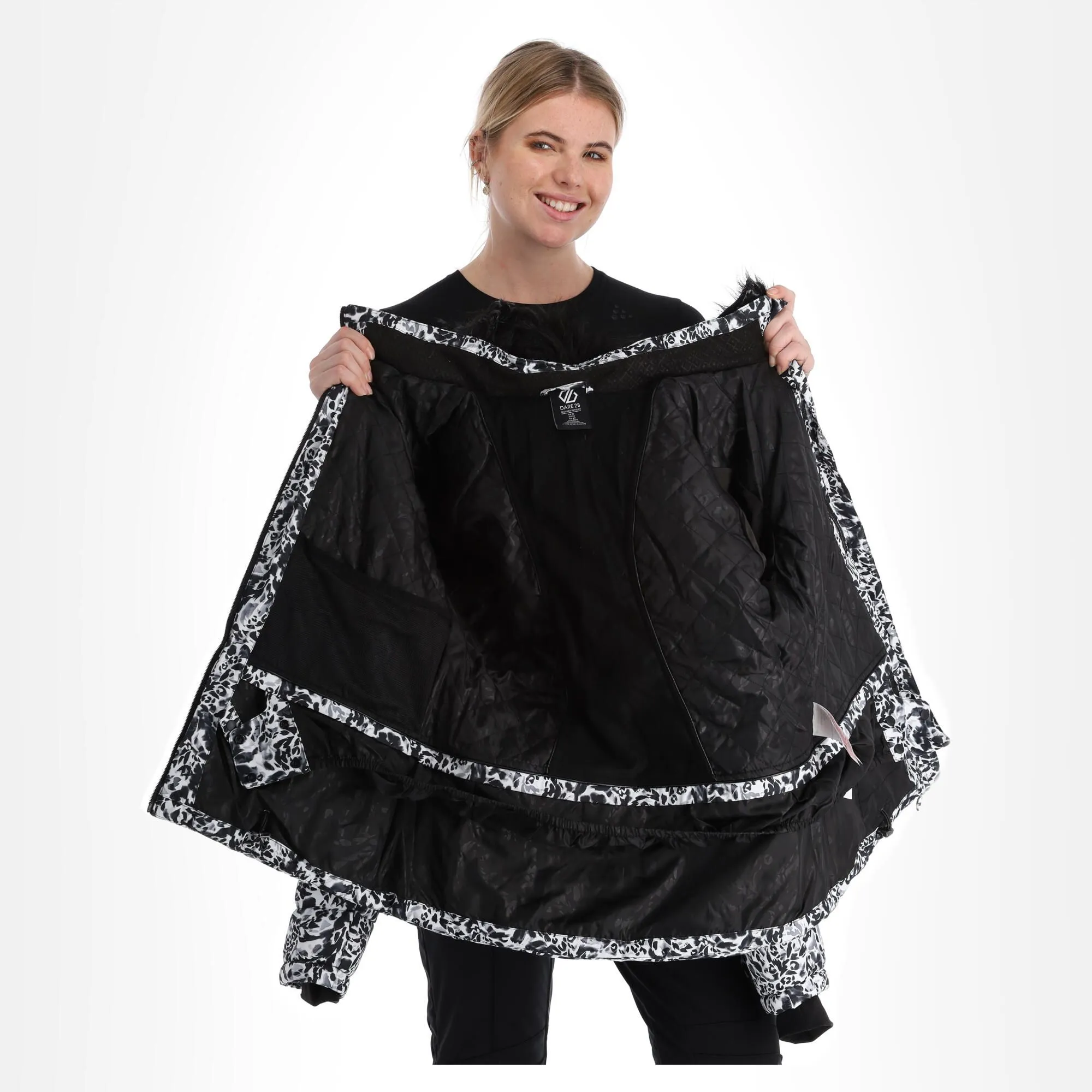 Dare2b, Glamorize III Ski-jas Dames Leopard Fusion Print Wit, Zwart 7 Dare2b, Glamorize III Ski-jas Dames Leopard Fusion Print Wit, Zwart - Afbeelding 5