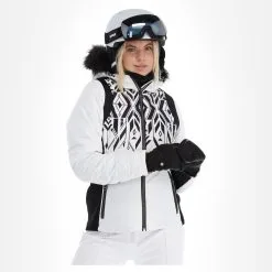 Dare2b, Prestige II Ski-jas Dames Monochrome Print Wit, Zwart -Ski-Jassen Winkel dare2b prestige ii aa jas gevoerd dames monochrome print wit 22dare2157v1 BI 04