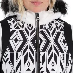 Dare2b, Prestige II Ski-jas Dames Monochrome Print Wit, Zwart -Ski-Jassen Winkel dare2b prestige ii aa jas gevoerd dames monochrome print wit 22dare2157v1 BI 09