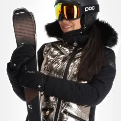 High Society, Harper Ski-jas Dames Caramel Bruin, Zwart -Ski-Jassen Winkel high society ski jacket aa jas gevoerd dames caramel bruin zwart 22highs101v2 BI 05