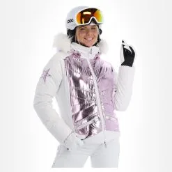 High Society, Harper Ski-jas Dames Lila Paars, Wit -Ski-Jassen Winkel high society ski jacket aa jas gevoerd dames lila paars wit 22highs101v1 BI 04