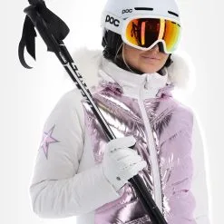 High Society, Harper Ski-jas Dames Lila Paars, Wit -Ski-Jassen Winkel high society ski jacket aa jas gevoerd dames lila paars wit 22highs101v1 BI 05