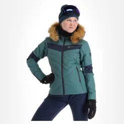 Kilpi, Alisia-W Ski-jas Grote Maten Dames Dark Groen -Ski-Jassen Winkel kilpi alisia w aa jas gevoerd plus size dames dark groen 22kilpi126v1 BI 04